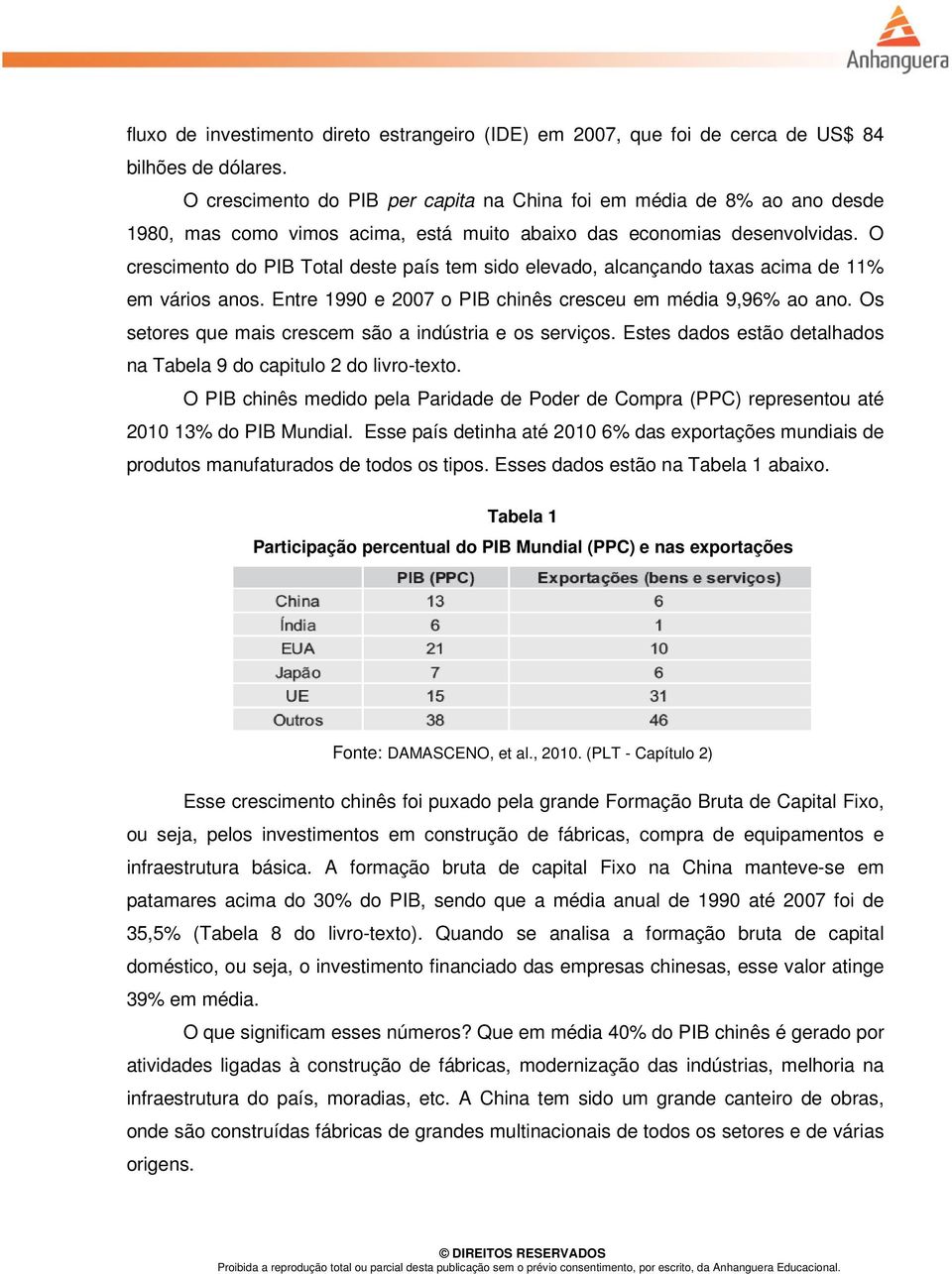 O crescimento do PIB Total deste país tem sido elevado, alcançando taxas acima de 11% em vários anos. Entre 1990 e 2007 o PIB chinês cresceu em média 9,96% ao ano.