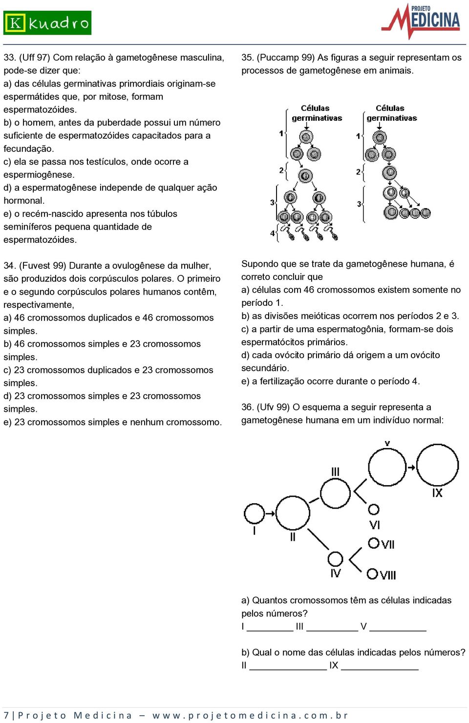 d) a espermatogênese independe de qualquer ação hormonal. e) o recém-nascido apresenta nos túbulos seminíferos pequena quantidade de espermatozóides. 34.