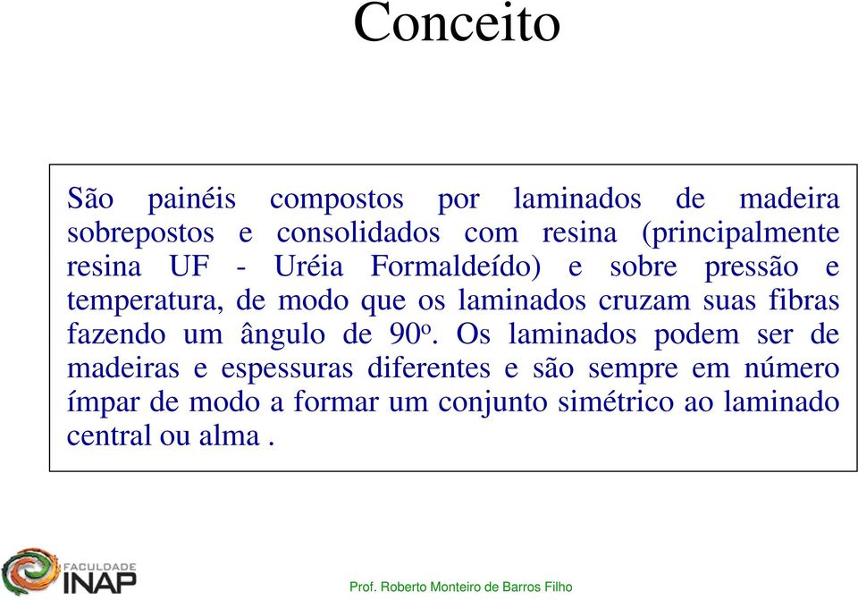 laminados cruzam suas fibras fazendo um ângulo de 90 o.