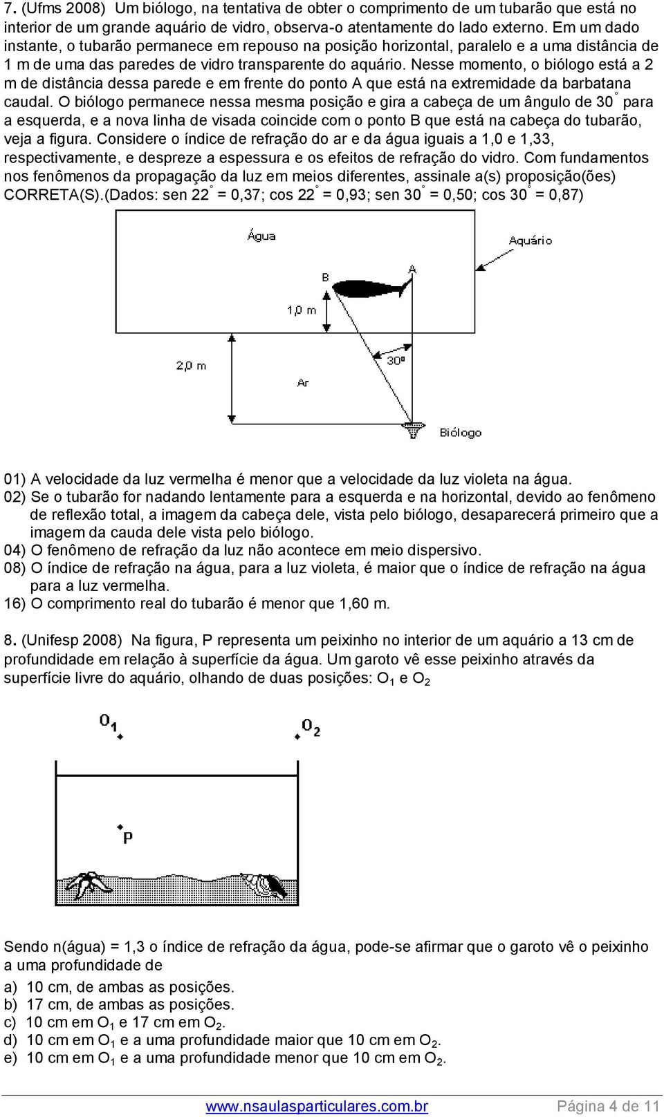 Nesse momento, o biólogo está a 2 m de distância dessa parede e em frente do ponto A que está na extremidade da barbatana caudal.