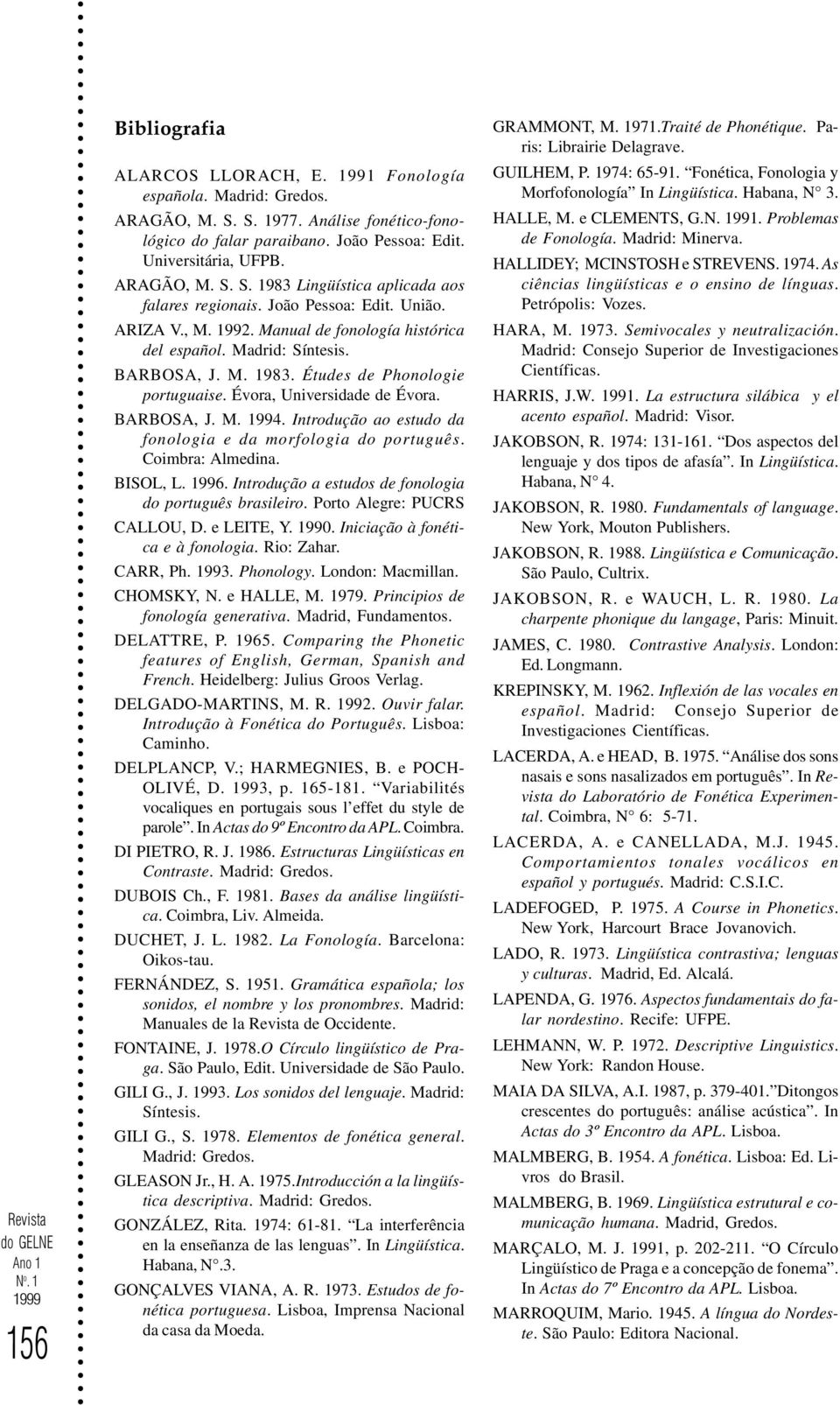 BARBOSA, J. M. 1994. Introdução ao estudo da fonologia e da morfologia do português. Coimbra: Almedina. BISOL, L. 1996. Introdução a estudos de fonologia do português brasileiro.