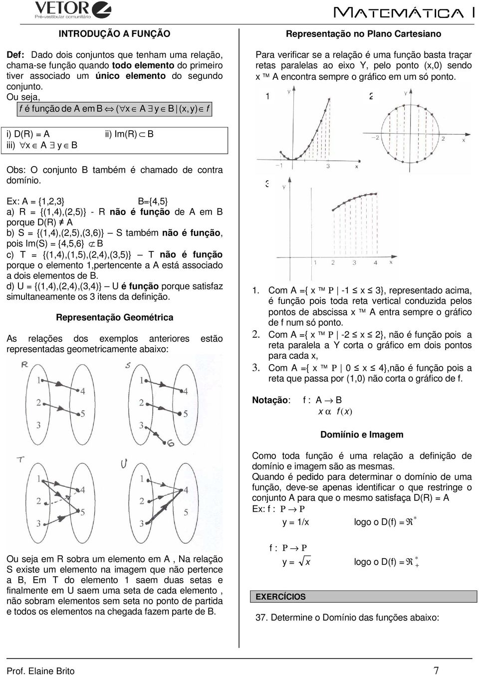 sempre o gráfico em um só ponto. 1 i) D(R) = A ii) Im(R) B iii) x A y B Obs: O conjunto B também é chamado de contra domínio.