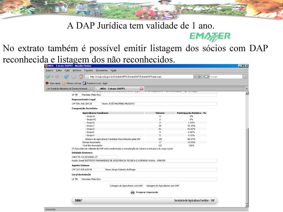 listagem dos sócios com DAP