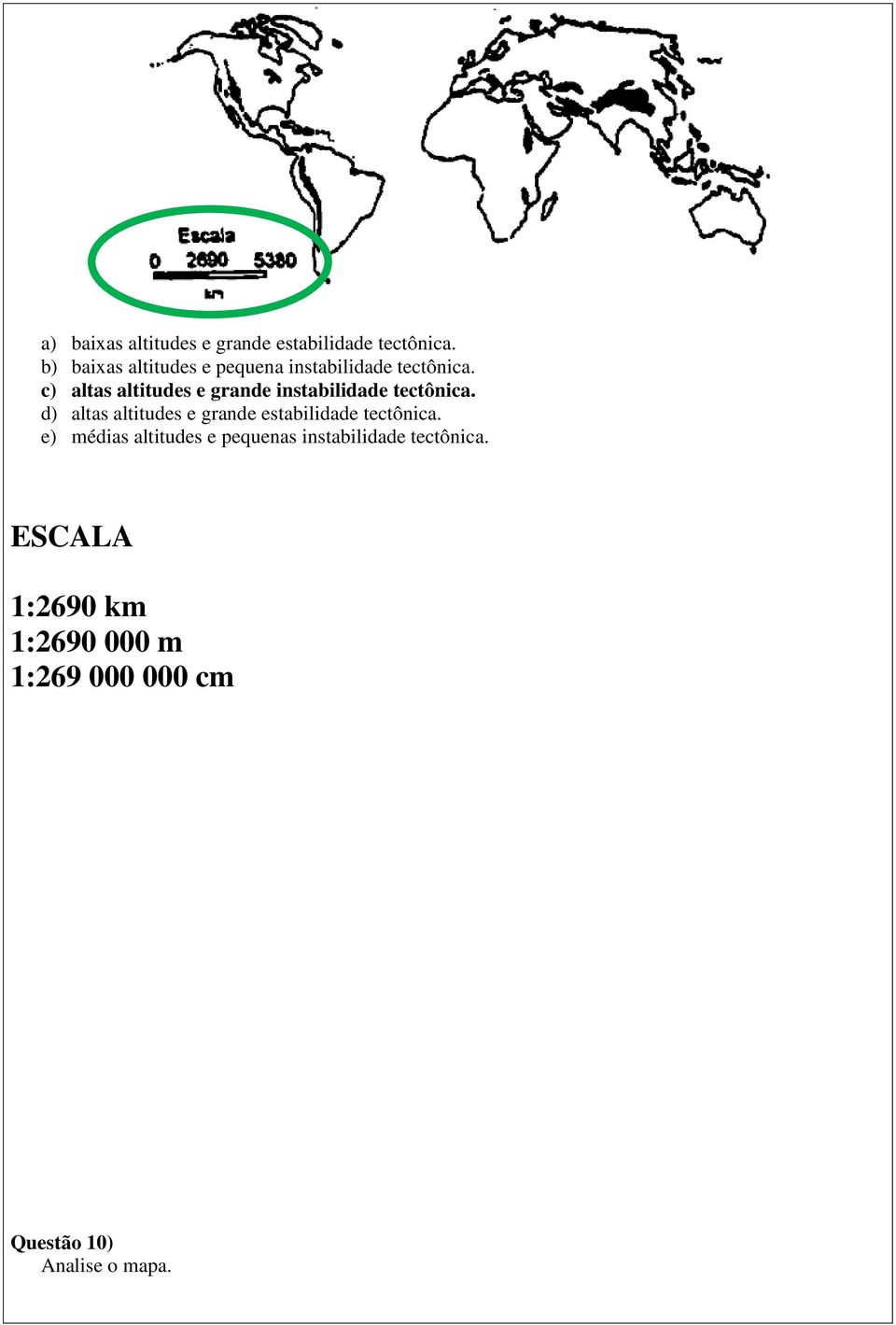 c) altas altitudes e grande instabilidade tectônica.