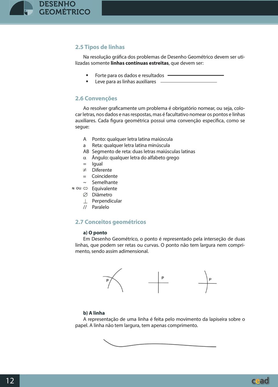 auxiliares 2.6 Convenções Ao resolver graficamente um problema é obrigatório nomear, ou seja, colocar letras, nos dados e nas respostas, mas é facultativo nomear os pontos e linhas auxiliares.