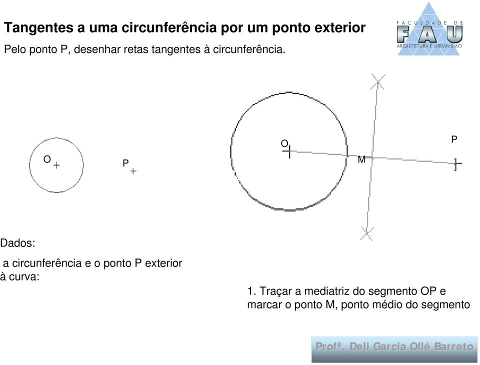 P M P Dados: a circunferência e o ponto P exterior àcurva: 1.
