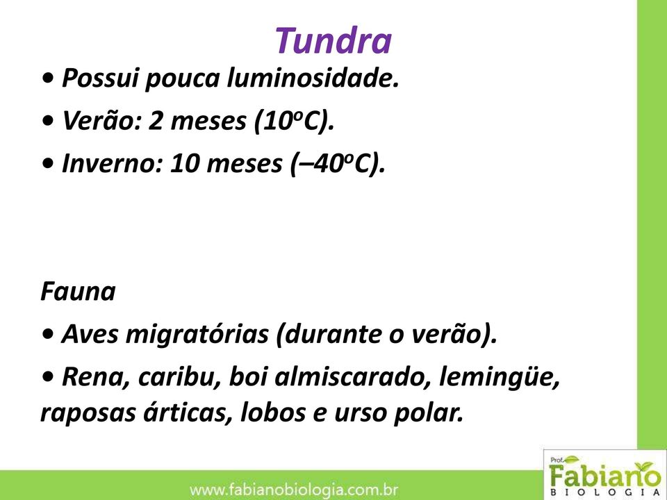 Inverno: 10 meses ( 40 o C).