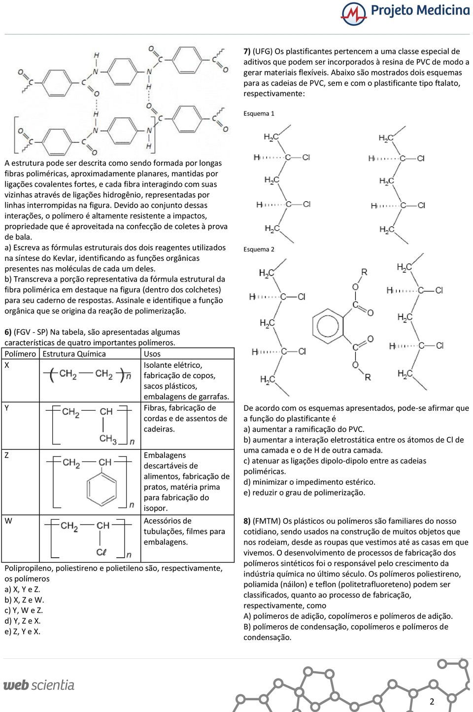 poliméricas, aproximadamente planares, mantidas por ligações covalentes fortes, e cada fibra interagindo com suas vizinhas através de ligações hidrogênio, representadas por linhas interrompidas na