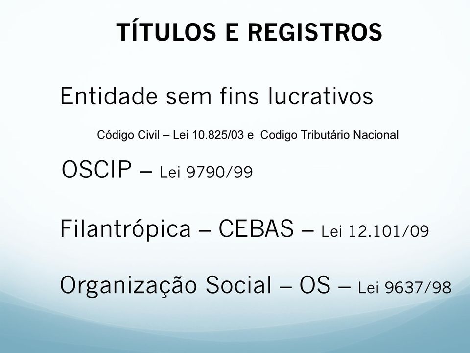 825/03 e Codigo Tributário Nacional OSCIP Lei