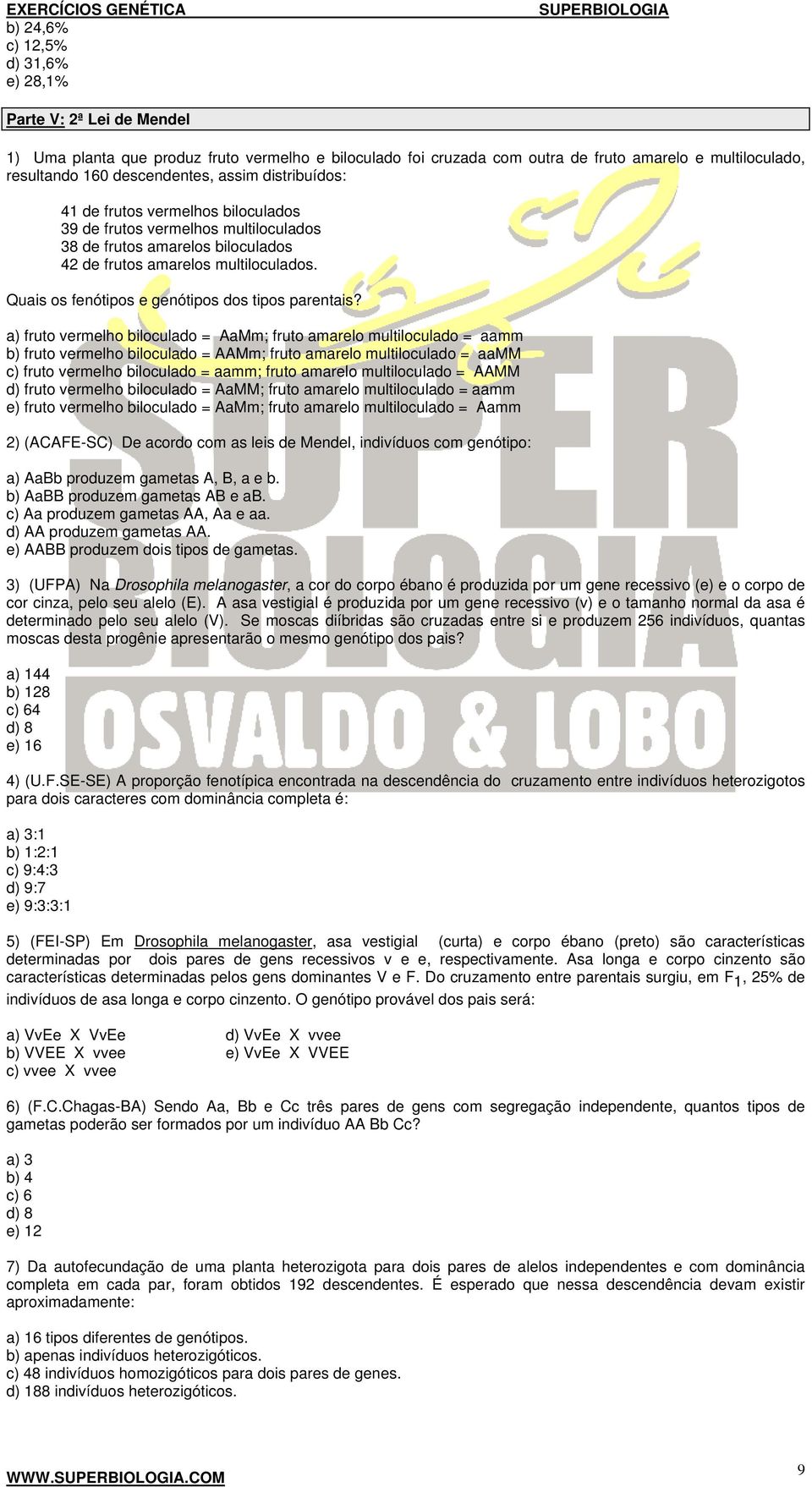 Quais os fenótipos e genótipos dos tipos parentais?