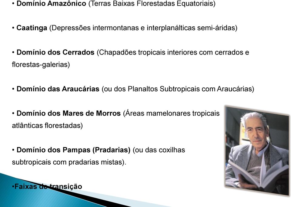 Araucárias (ou dos Planaltos Subtropicais com Araucárias) Domínio dos Mares de Morros (Áreas mamelonares tropicais