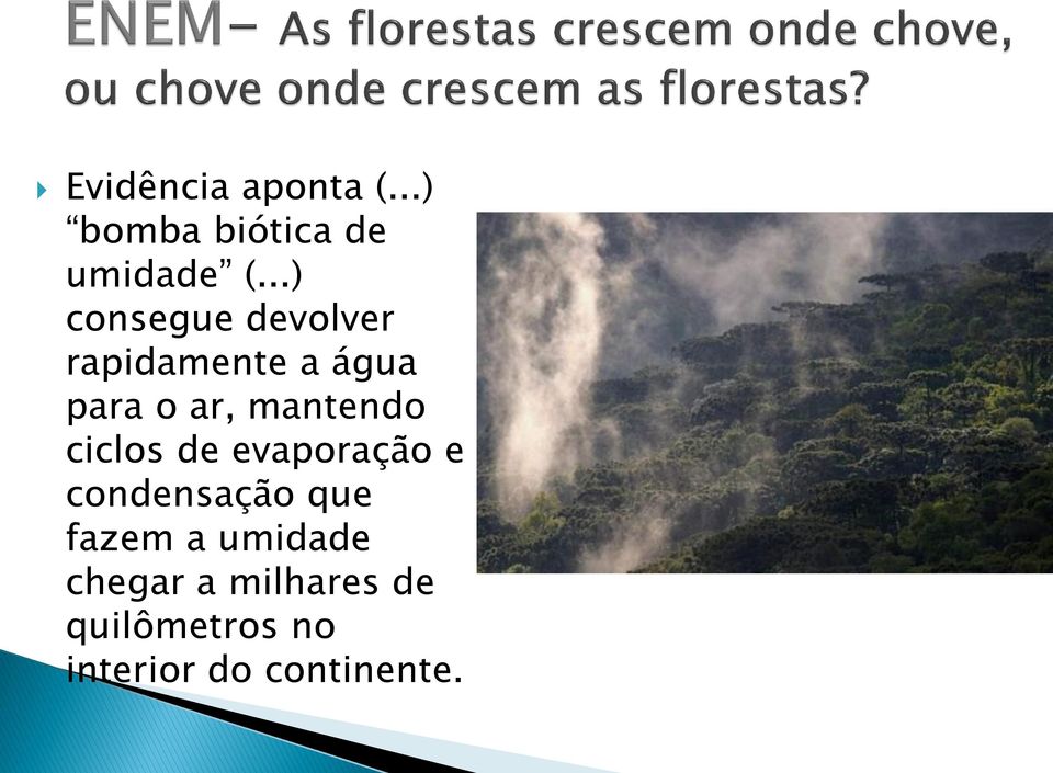 mantendo ciclos de evaporação e condensação que fazem a