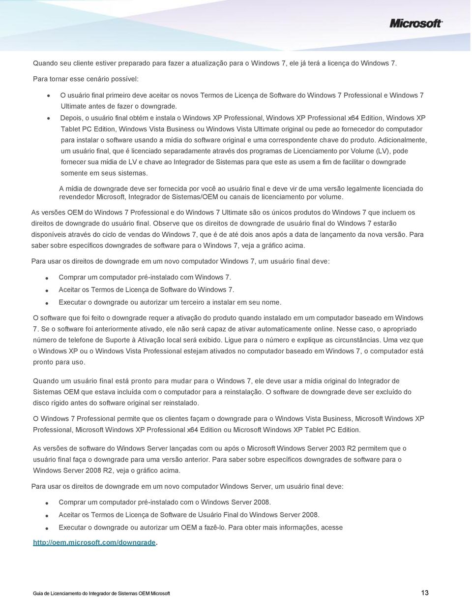 Depois, o usuário final obtém e instala o Windows XP Professional, Windows XP Professional x64 Edition, Windows XP Tablet PC Edition, Windows Vista Business ou Windows Vista Ultimate original ou pede