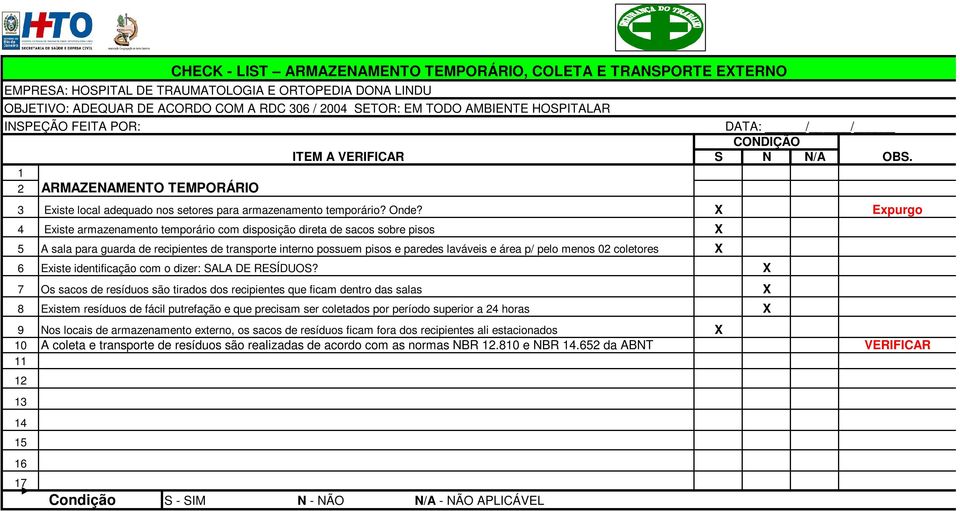 coletores 6 Existe identificação com o dizer: SALA DE RESÍDUOS?