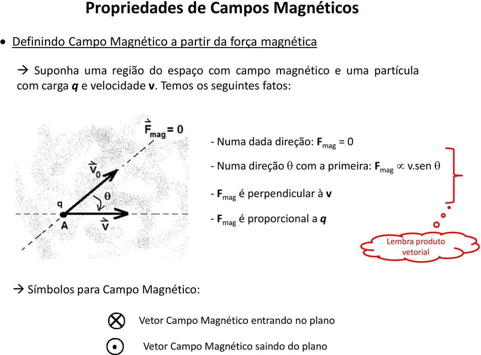 Temos os seguintes fatos: - Numa dada direção: F mag = - Numa direção com a primeira: F mag v.