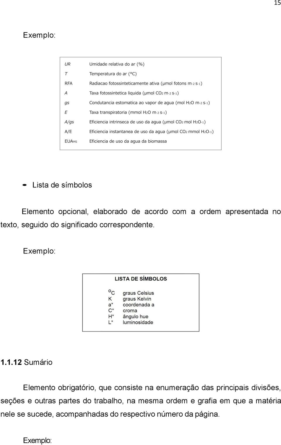 1.12 Sumário Elemento obrigatório, que consiste na enumeração das principais divisões,