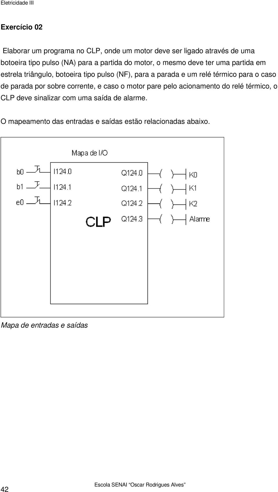 térmico para o caso de parada por sobre corrente, e caso o motor pare pelo acionamento do relé térmico, o CLP deve