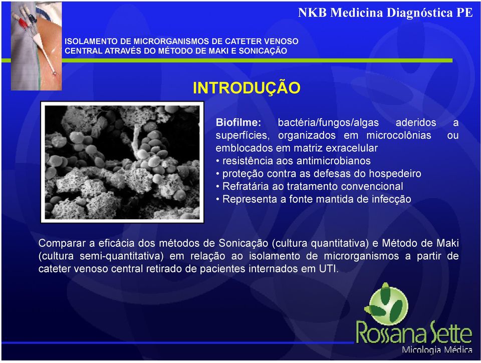 Representa a fonte mantida de infecção Comparar a eficácia dos métodos de Sonicação (cultura quantitativa) e Método de Maki