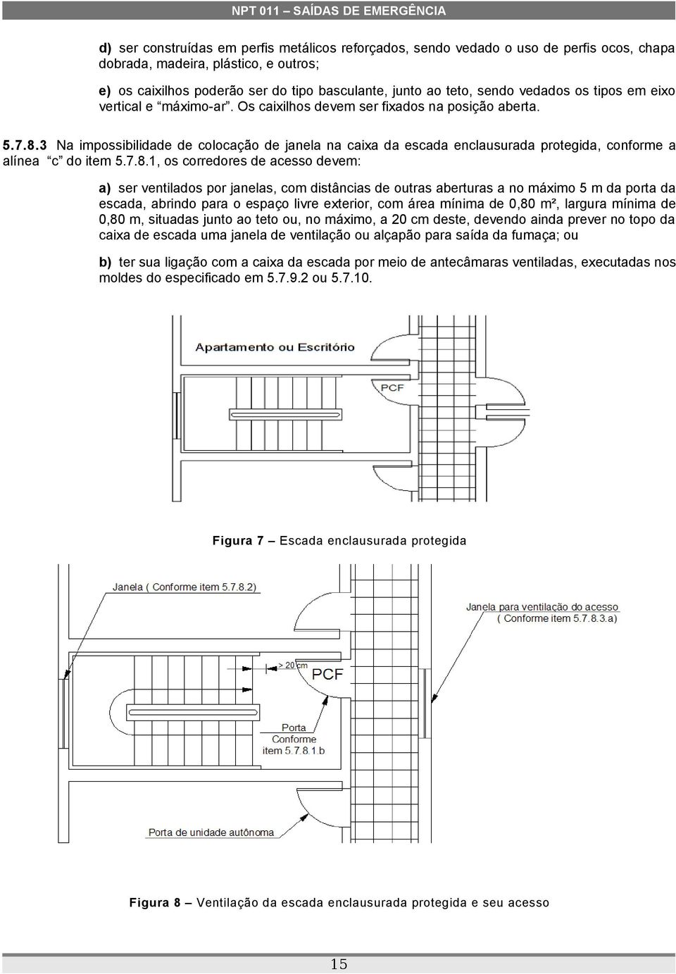 3 Na impossibilidade de colocação de janela na caixa da escada enclausurada protegida, conforme a alínea c do item 5.7.8.