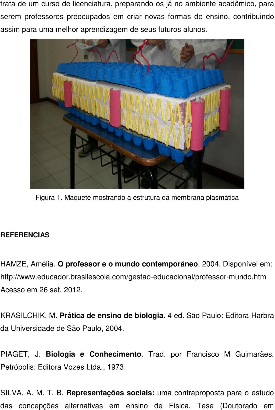 com/gestao-educacional/professor-mundo.htm Acesso em 26 set. 2012. KRASILCHIK, M. Prática de ensino de biologia. 4 ed. São Paulo: Editora Harbra da Universidade de São Paulo, 2004. PIAGET, J.