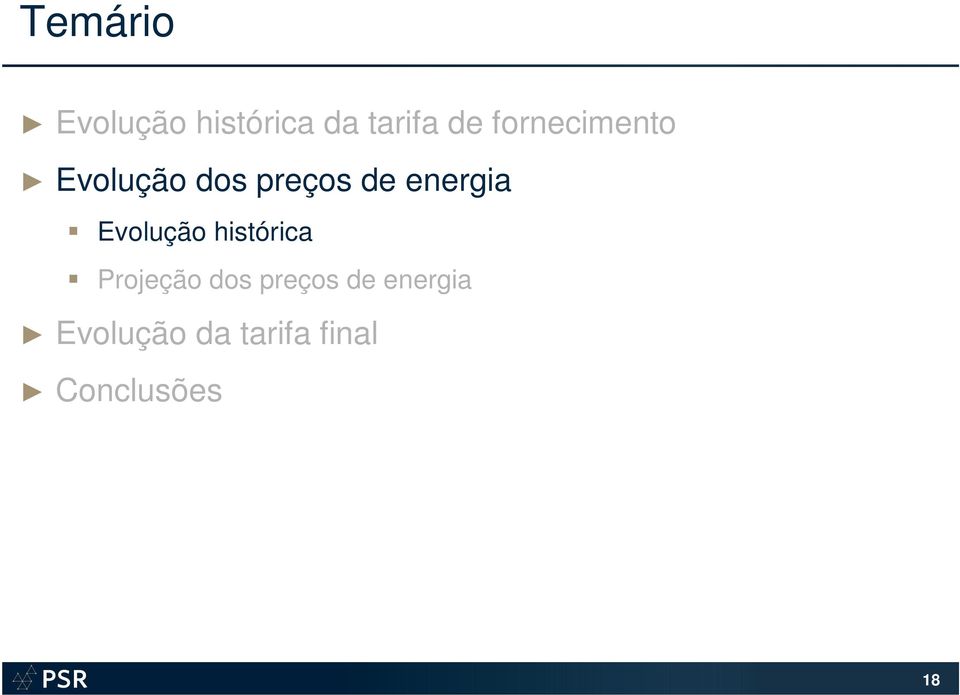 energia Evolução histórica Projeção dos