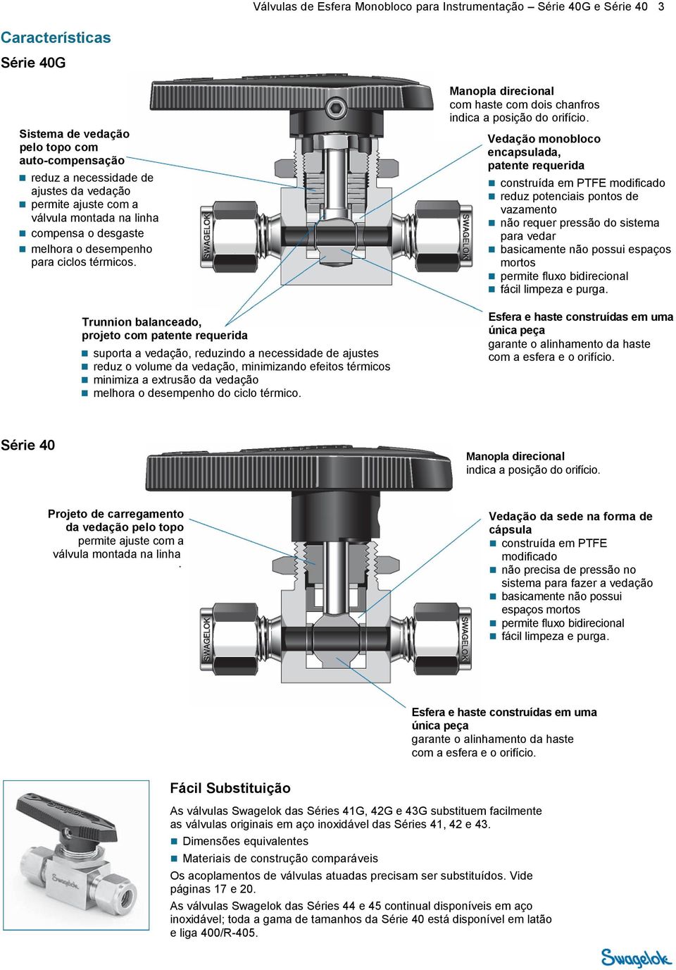 Trunnion balanceado, projeto com patente requerida suporta a vedação, reduzindo a necessidade de ajustes reduz o volume da vedação, minimizando efeitos térmicos minimiza a extrusão da vedação melhora