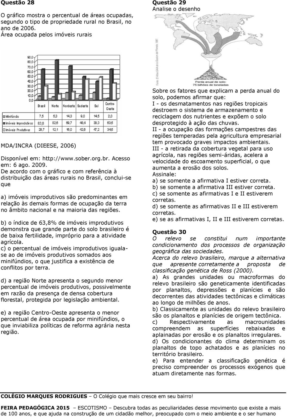 De acordo com o gráfico e com referência à distribuição das áreas rurais no Brasil, conclui-se que a) imóveis improdutivos são predominantes em relação às demais formas de ocupação da terra no âmbito