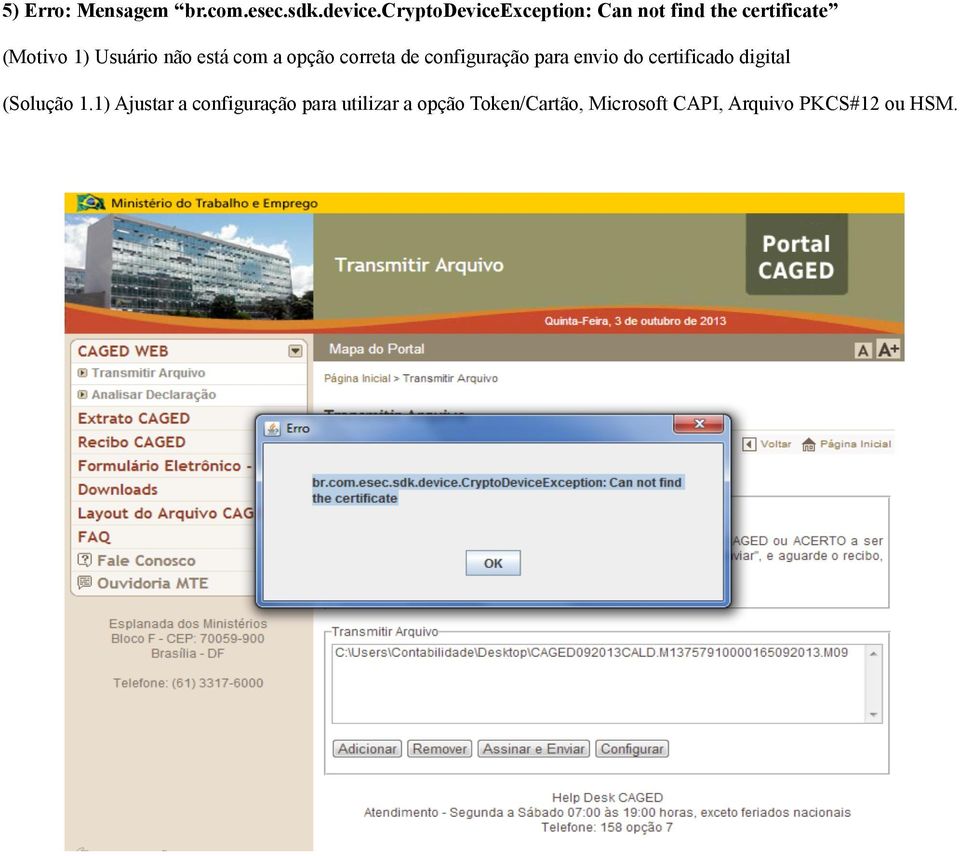 está com a opção correta de configuração para envio do certificado digital