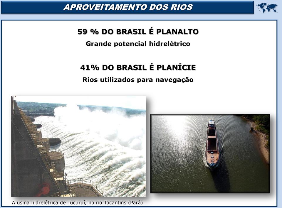 BRASIL É PLANÍCIE Rios utilizados para