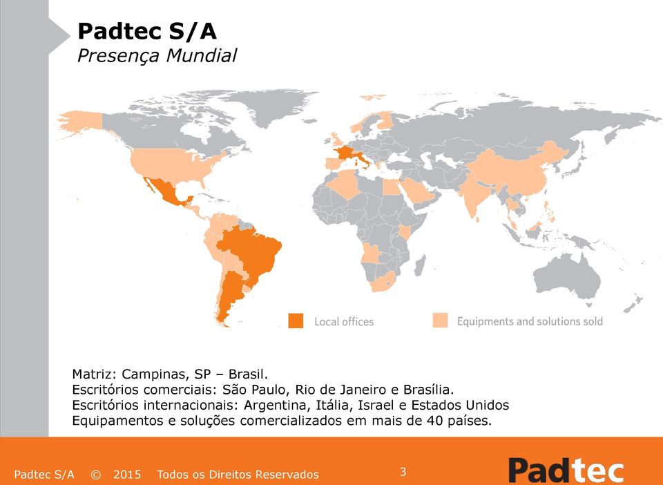 Escritórios internacionais: Argentina, Itália, Israel e Estados Unidos