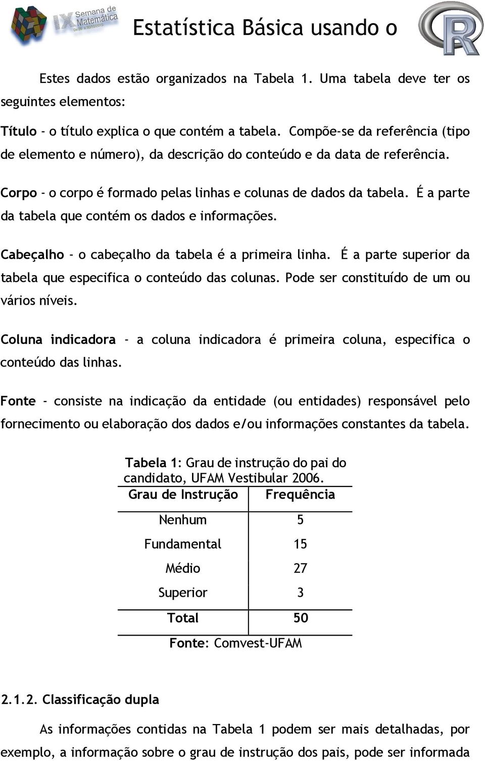 É a parte da tabela que contém os dados e informações. Cabeçalho - o cabeçalho da tabela é a primeira linha. É a parte superior da tabela que especifica o conteúdo das colunas.