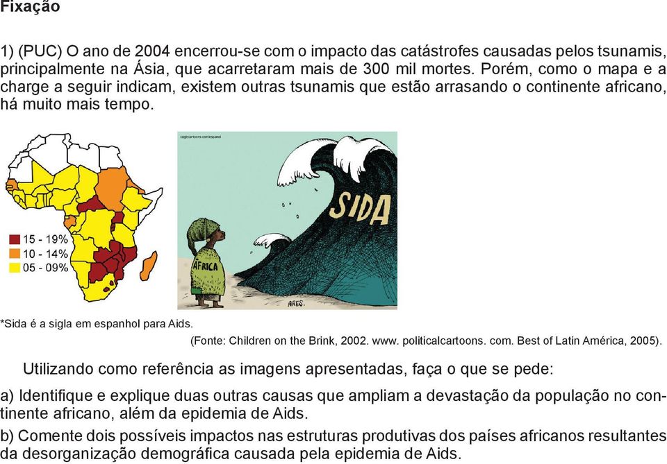 (Fonte: Children on the Brink, 2002. www. politicalcartoons. com. Best of Latin América, 2005).