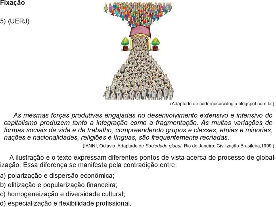 As muitas variações de formas sociais de vida e de trabalho, compreendendo grupos e classes, etnias e minorias, nações e nacionalidades, religiões e línguas, são frequentemente recriadas.