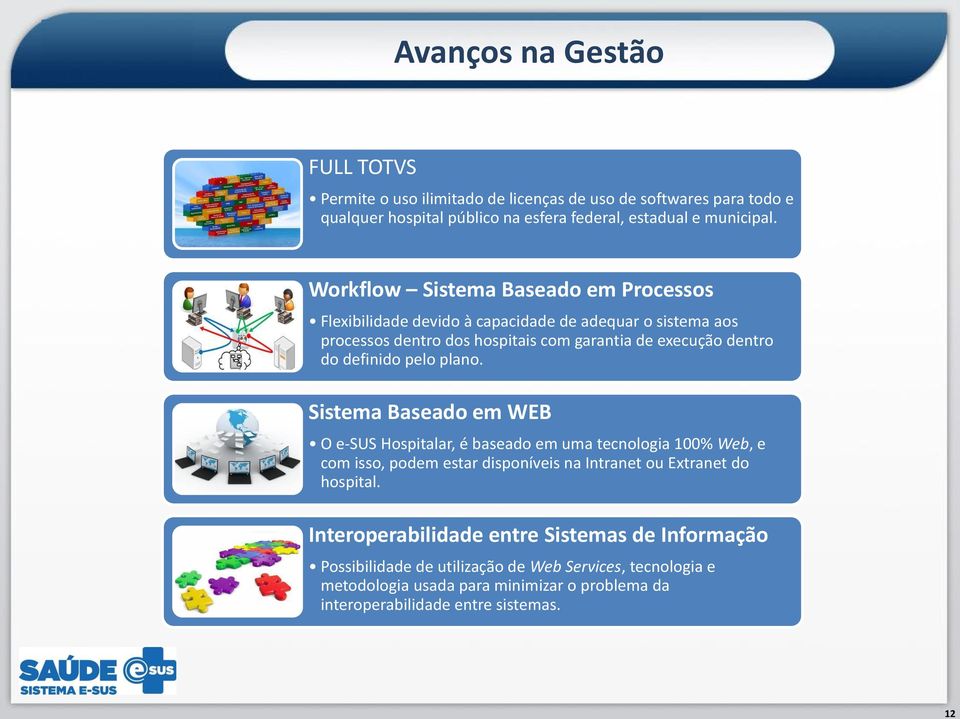 pelo plano. Sistema Baseado em WEB O e-sus Hospitalar, é baseado em uma tecnologia 100% Web, e com isso, podem estar disponíveis na Intranet ou Extranet do hospital.