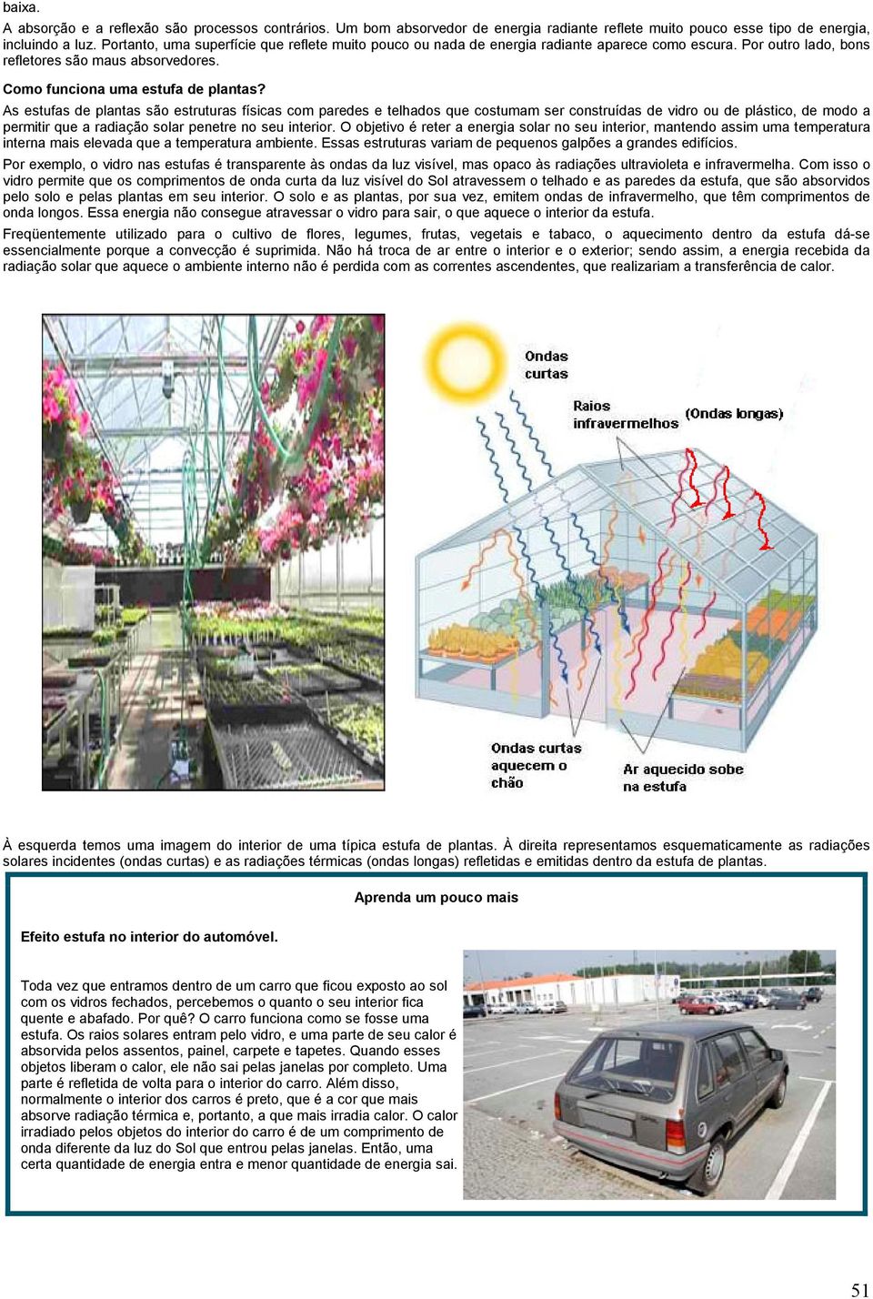 As estufas de plantas são estruturas físicas com paredes e telhados que costumam ser construídas de vidro ou de plástico, de modo a permitir que a radiação solar penetre no seu interior.