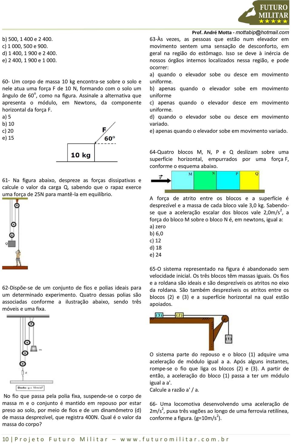 ssinale a alternativa que apresenta o módulo, em Newtons, da componente horizontal da força F.