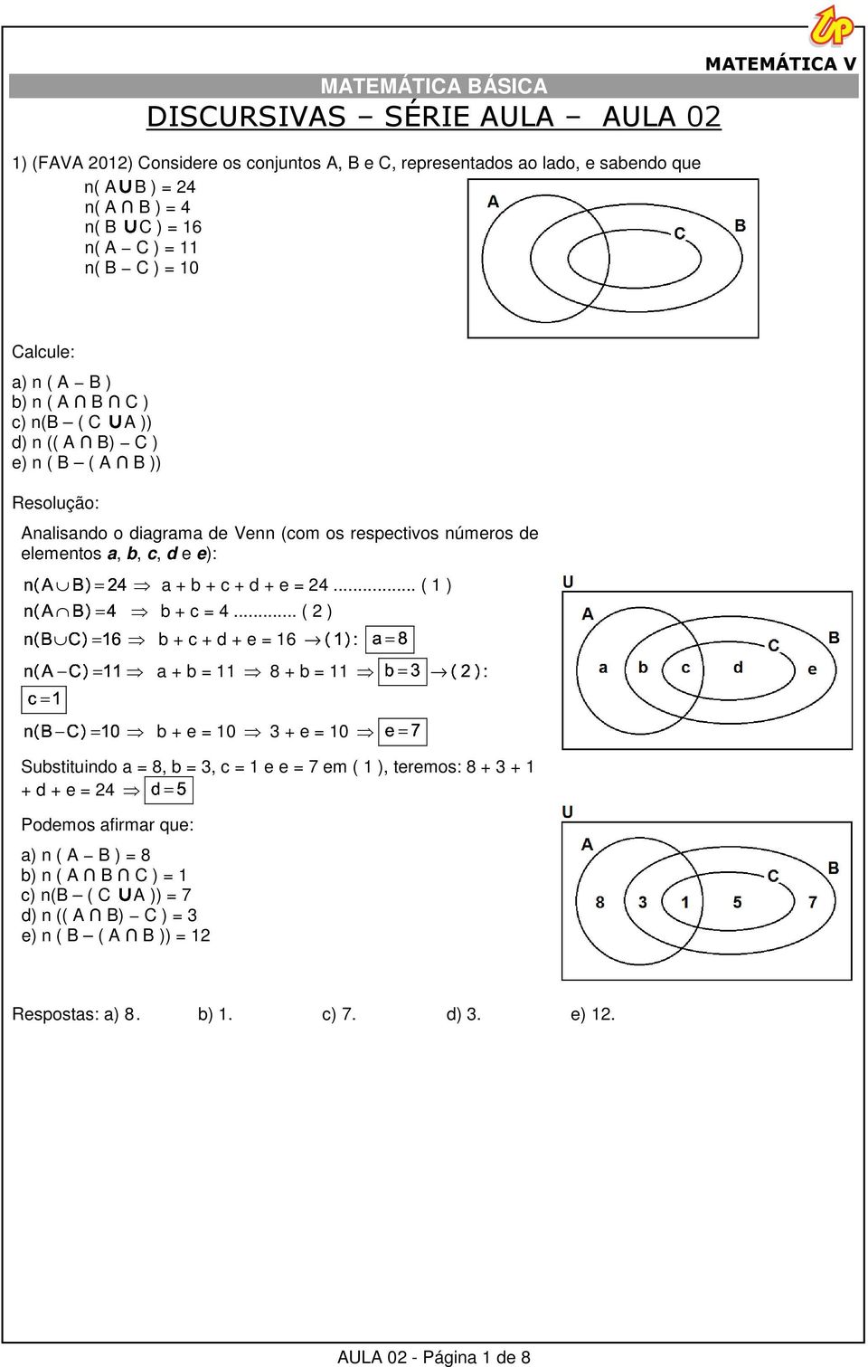 BA1 3 :) a + b + c + d + e 24... ( 1 ) b + c 4.