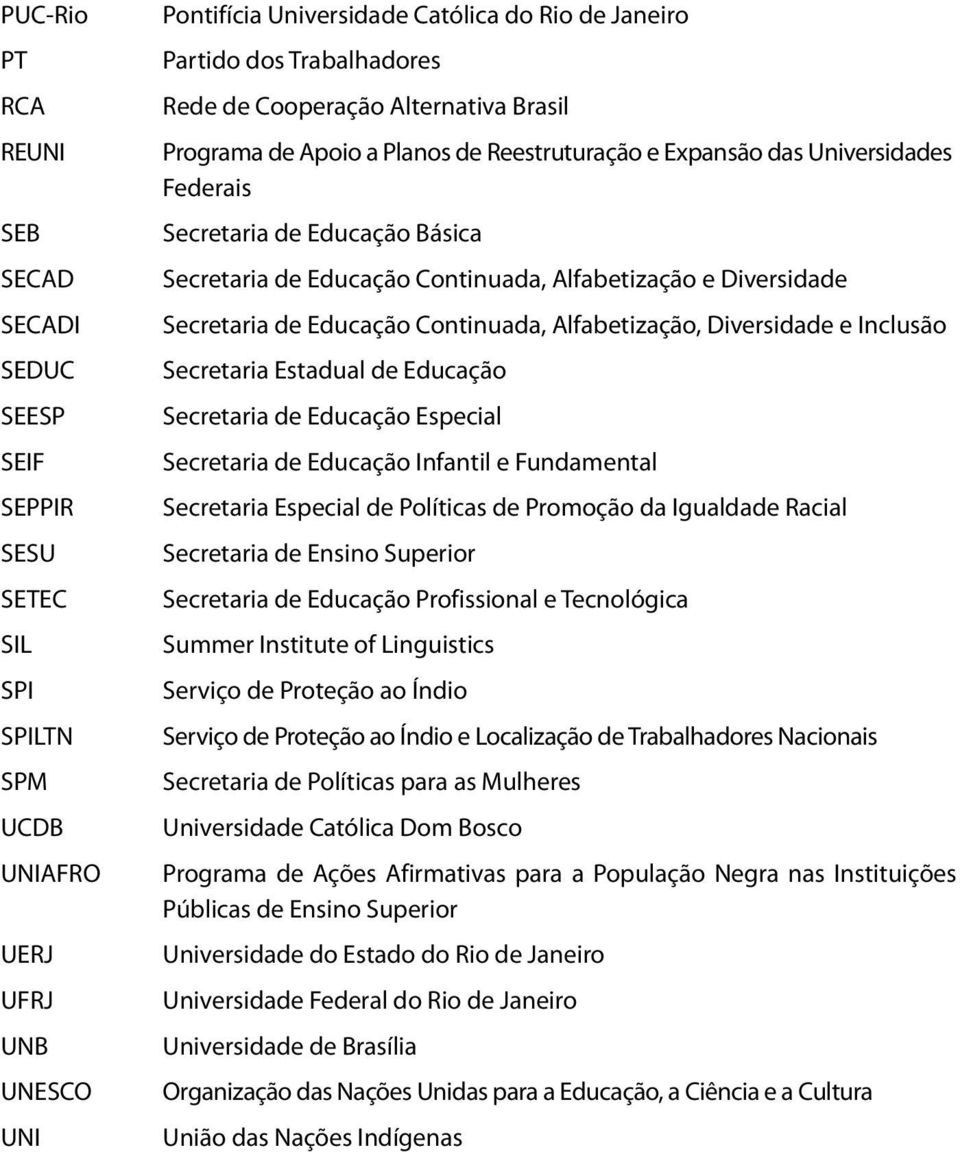 Alfabetização e Diversidade Secretaria de Educação Continuada, Alfabetização, Diversidade e Inclusão Secretaria Estadual de Educação Secretaria de Educação Especial Secretaria de Educação Infantil e