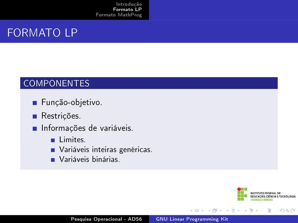 Informações de variáveis. Limites.