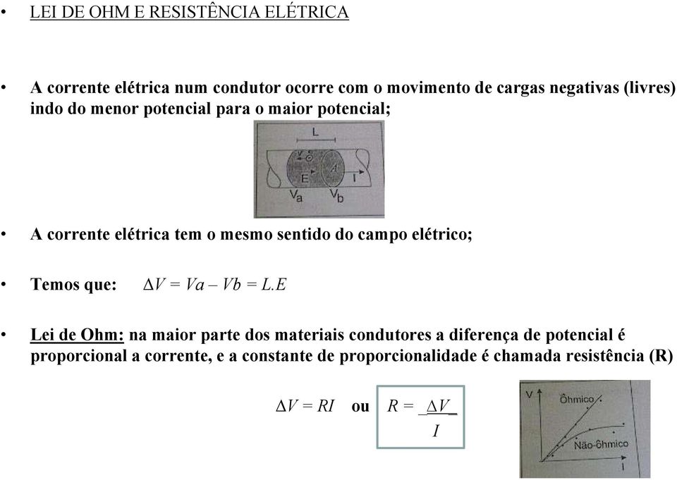 elétrico; Temos que: V=Va = Va Vb = L.