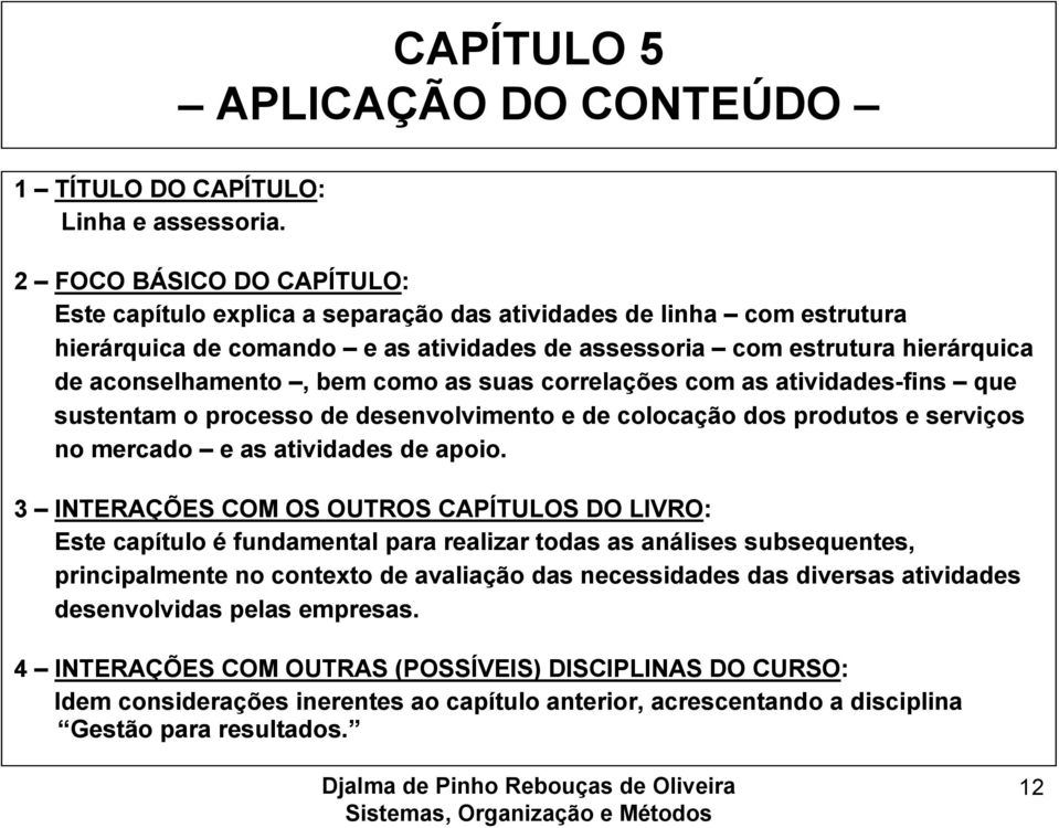 bem como as suas correlações com as atividades-fins que sustentam o processo de desenvolvimento e de colocação dos produtos e serviços no mercado e as atividades de apoio.