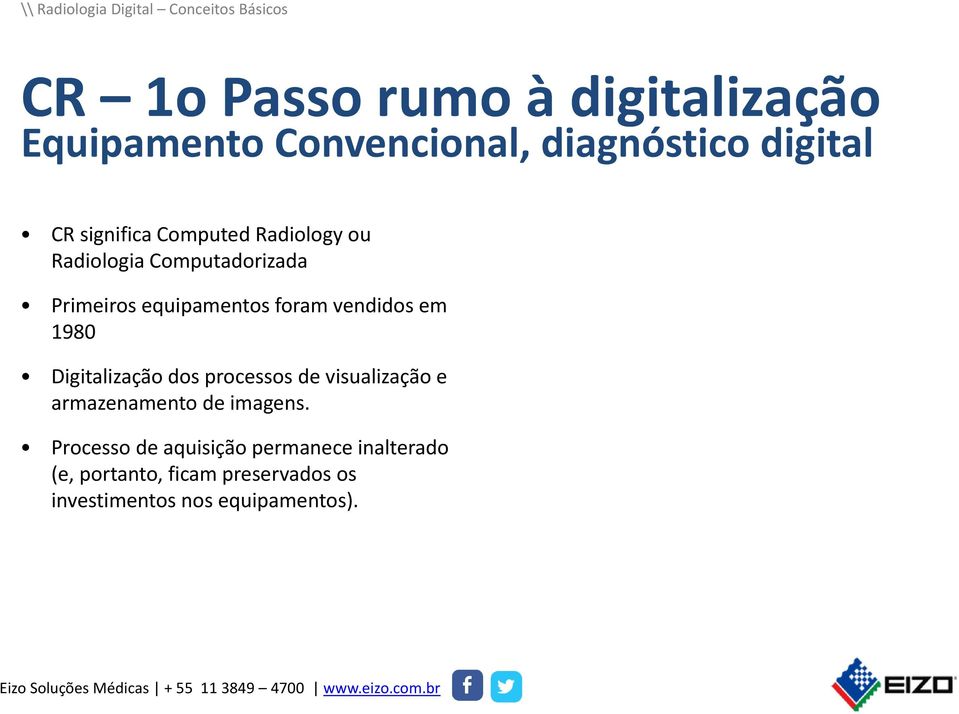 1980 Digitalização dos processos de visualização e armazenamento de imagens.