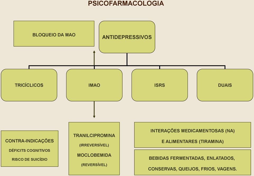 (IRREVERSÍVEL) MOCLOBEMIDA (REVERSÍVEL) INTERAÇÕES MEDICAMENTOSAS (NA) E