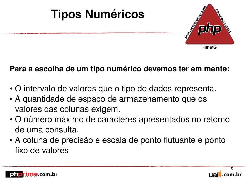 A quantidade de espaço de armazenamento que os valores das colunas exigem.