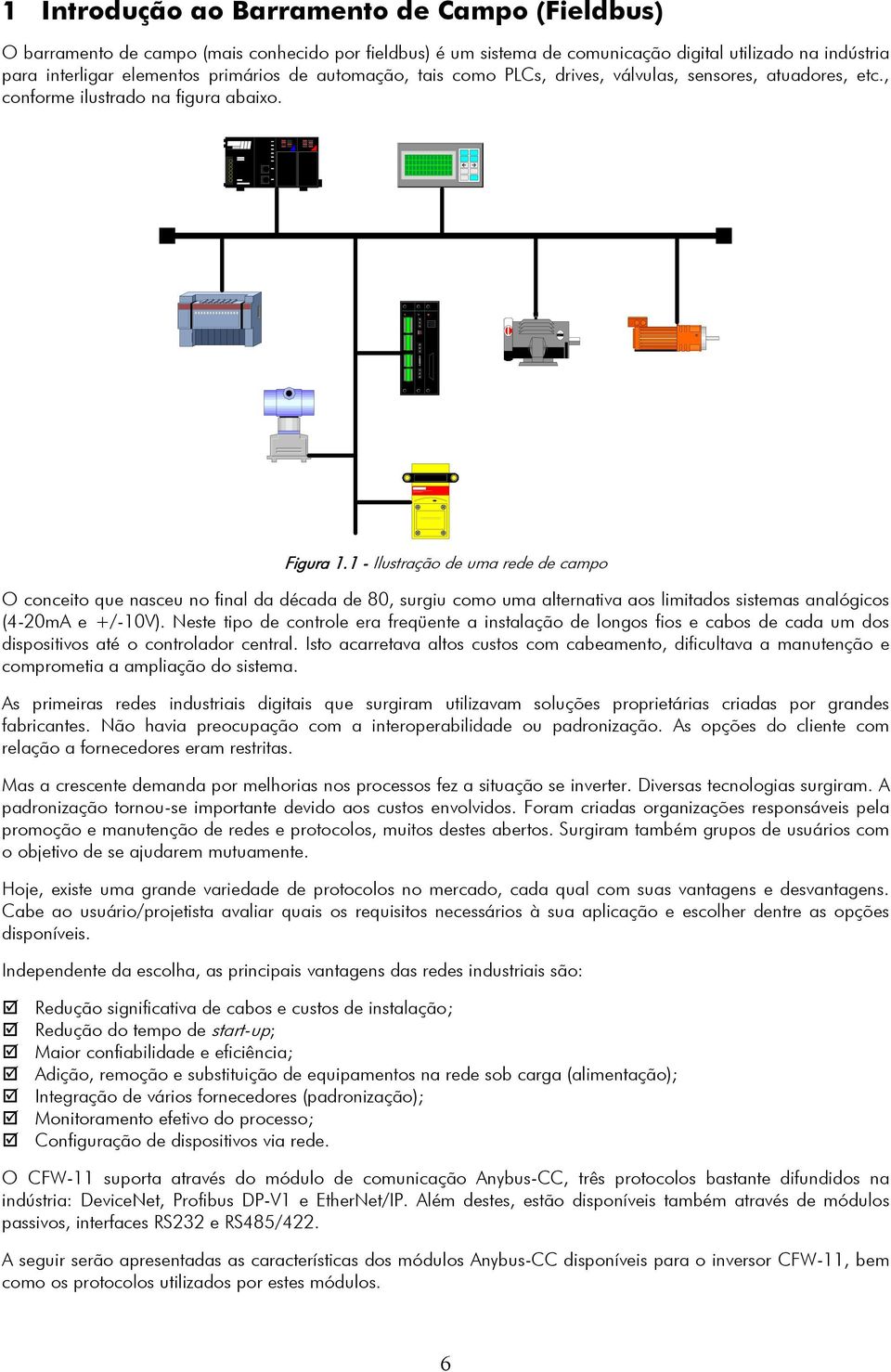 1 - Ilustração de uma rede de campo O conceito que nasceu no final da década de 80, surgiu como uma alternativa aos limitados sistemas analógicos (4-20mA e +/-10V).