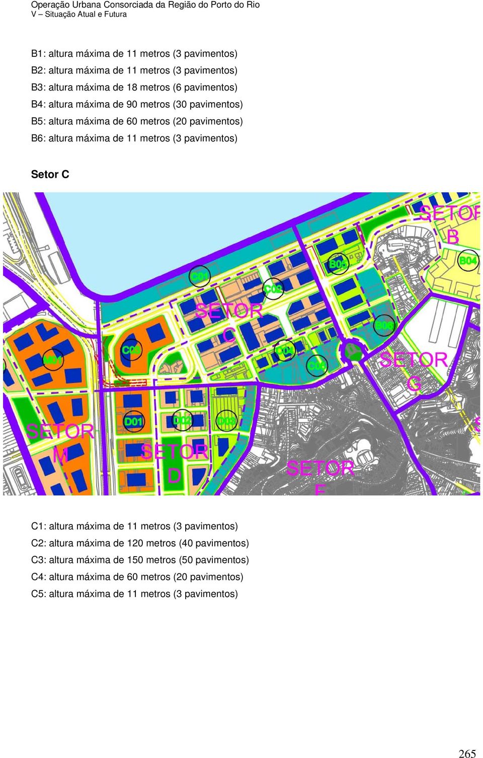 metros (3 pavimentos) Setor C C1: altura máxima de 11 metros (3 pavimentos) C2: altura máxima de 120 metros (40 pavimentos) C3: