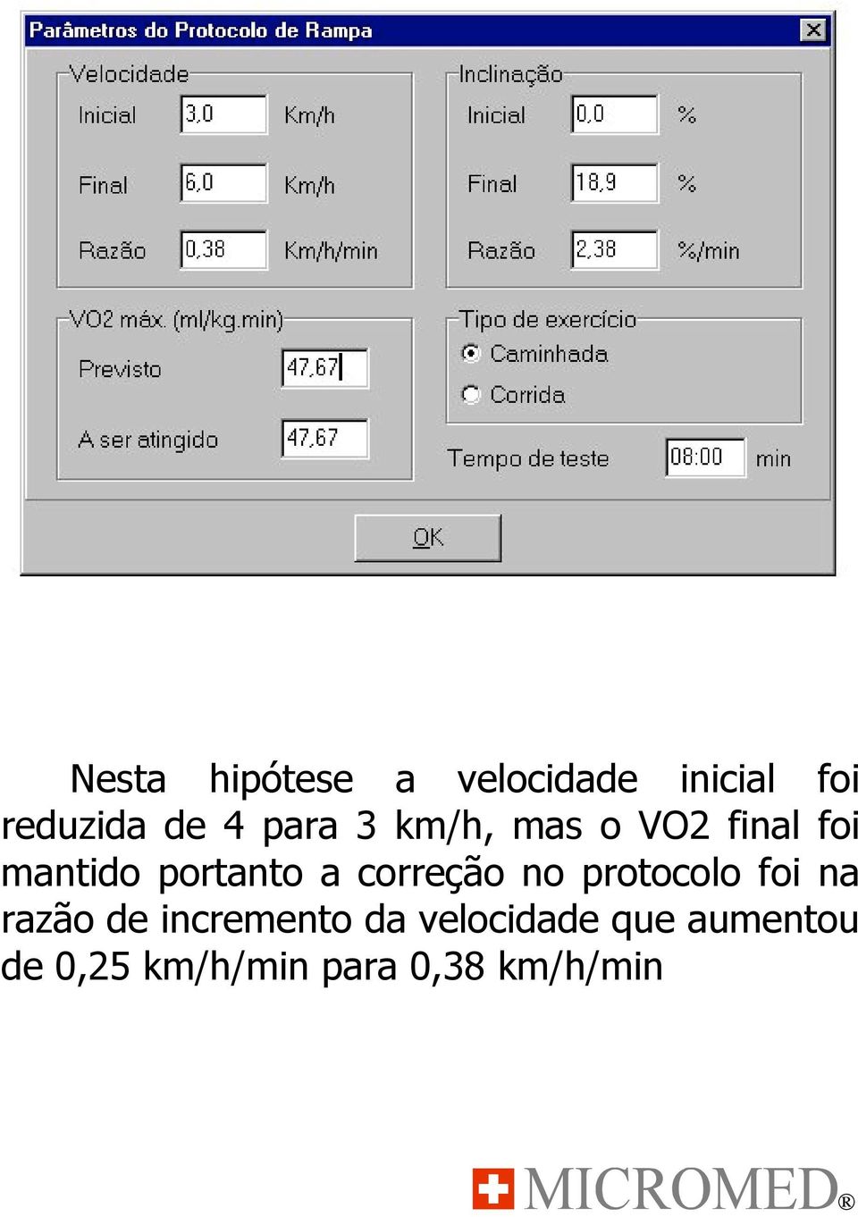 correção no protocolo foi na razão de incremento da