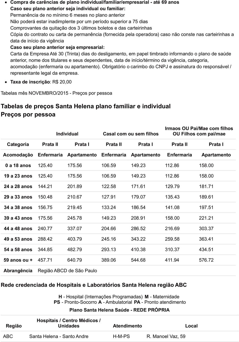 nas carteirinhas a data de início da vigência Caso seu plano anterior seja empresarial: Carta da Empresa Até 30 (Trinta) dias do desligamento, em papel timbrado informando o plano de saúde anterior,