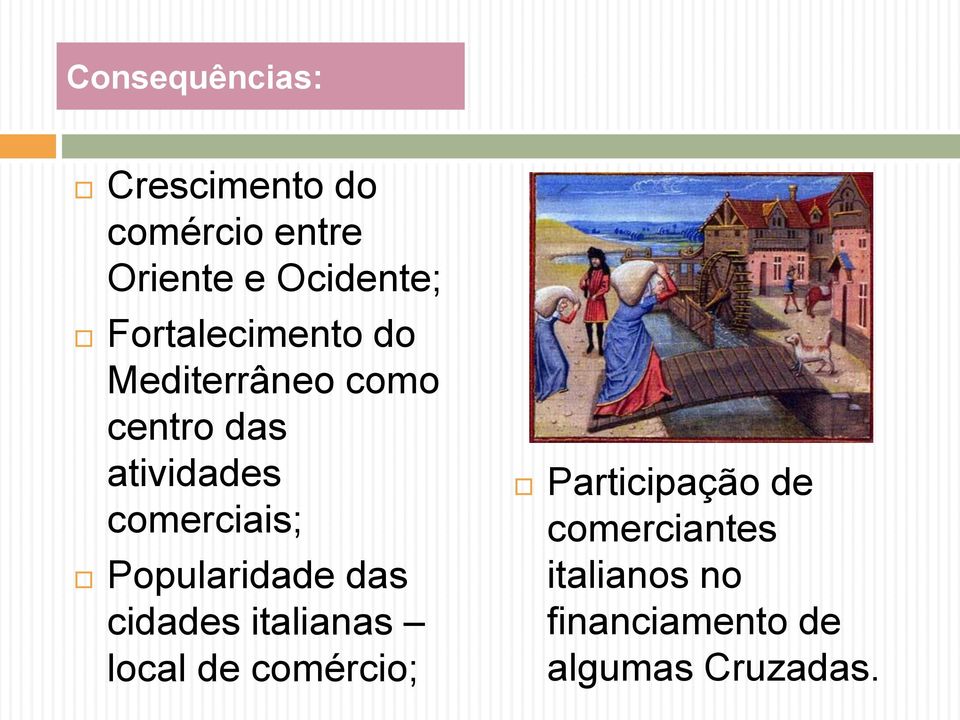 comerciais; Popularidade das cidades italianas local de comércio;