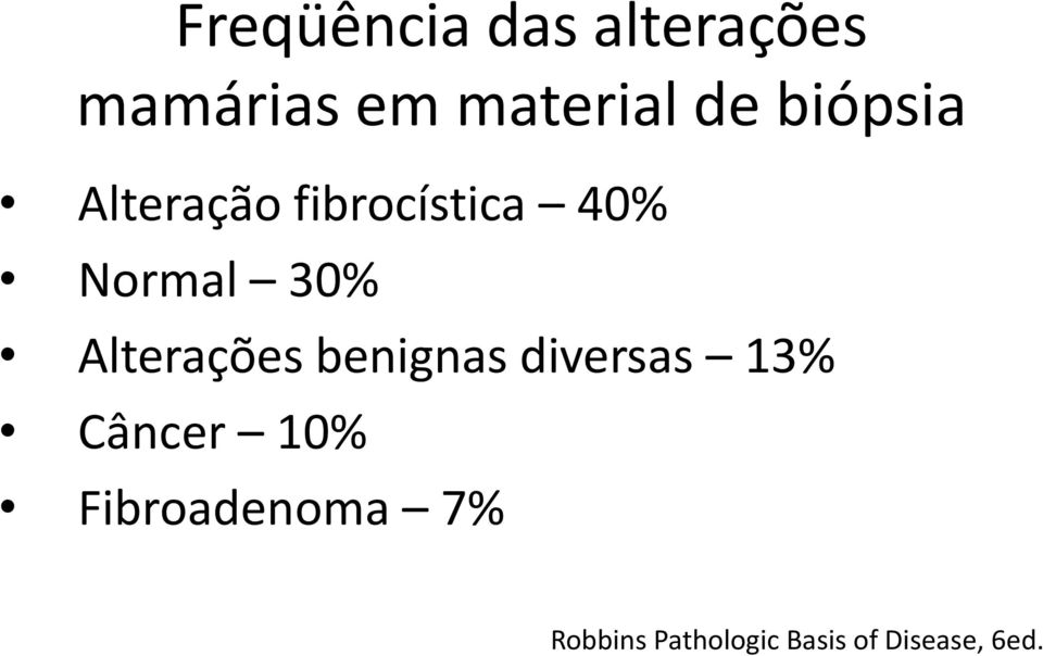 Alterações benignas diversas 13% Câncer 10%